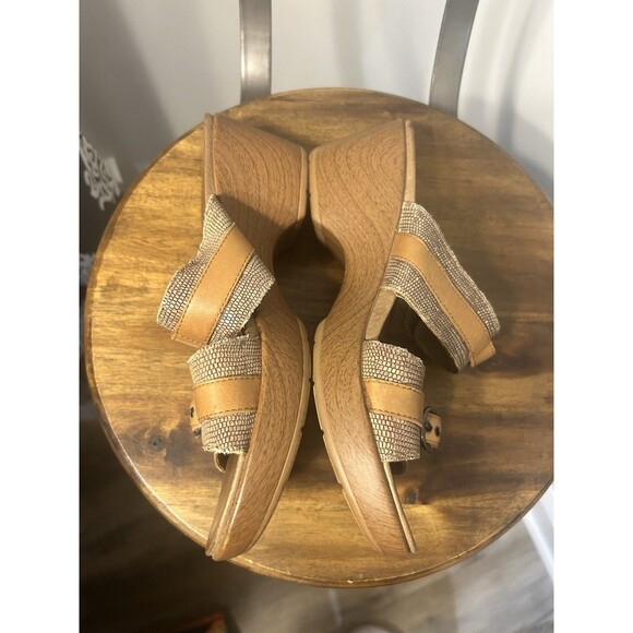 Dansko Women's Size 40 (9-9.5) Jessie Sand Lizard Brown Leather Chunky Sandals - Picture 5 of 6